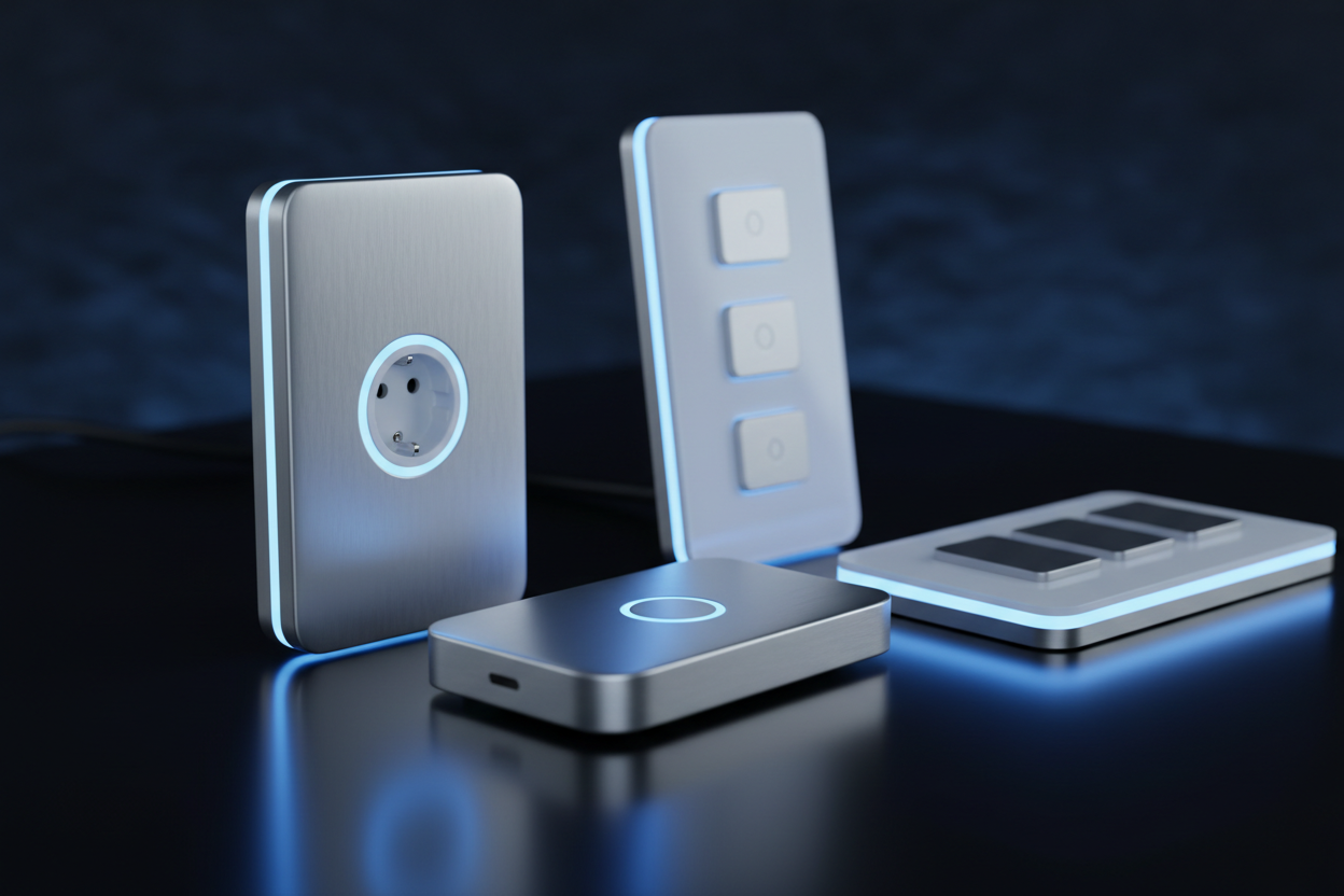 Smart Plugs & Switches collection - premium smart plug and switch panels with blue LED accents
