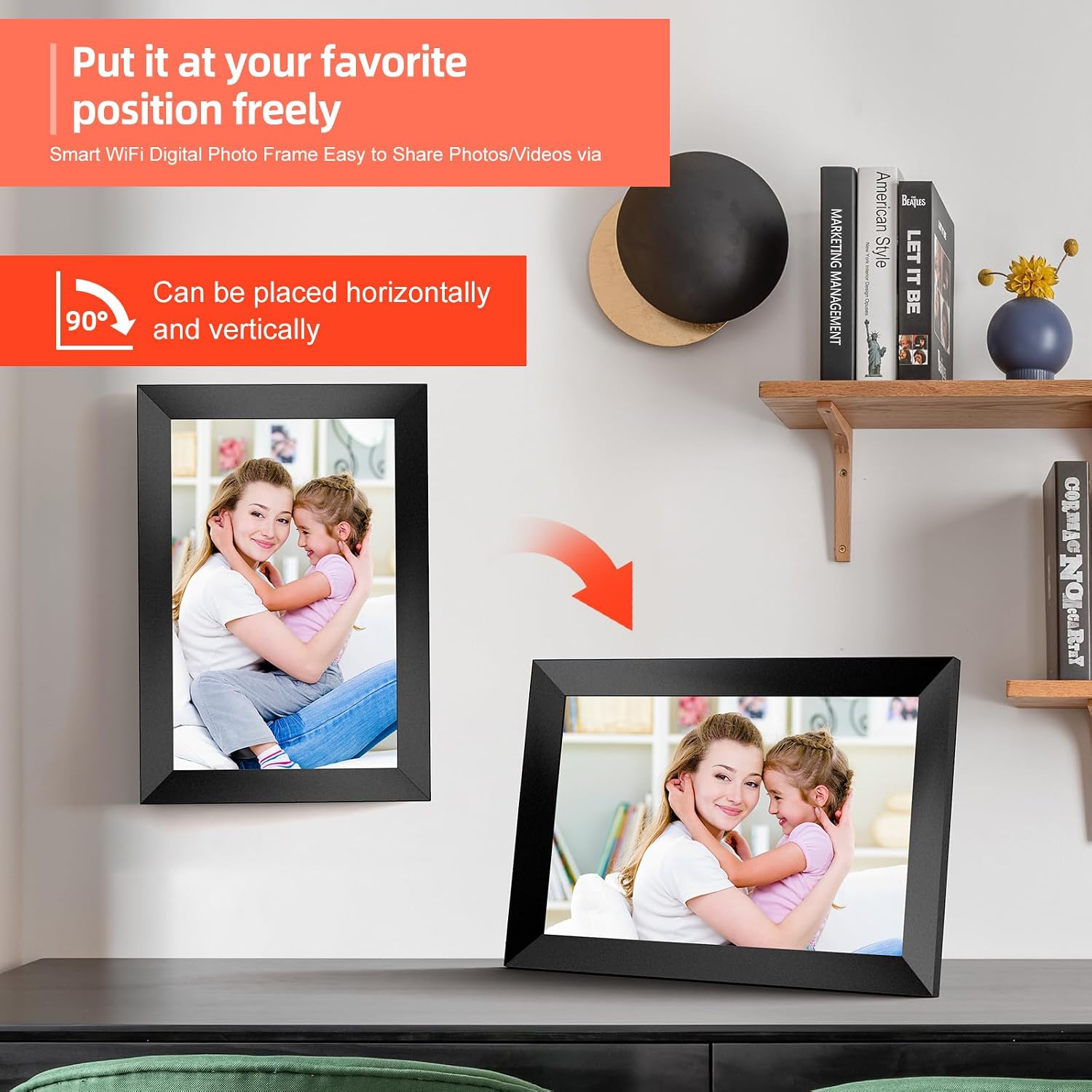 Frameo Digital Picture Frame 10.1 Inch 32GB/64GB Smart WiFi digital photo frame with 1280x800 IPS HD Touch Screen Wall Mountable