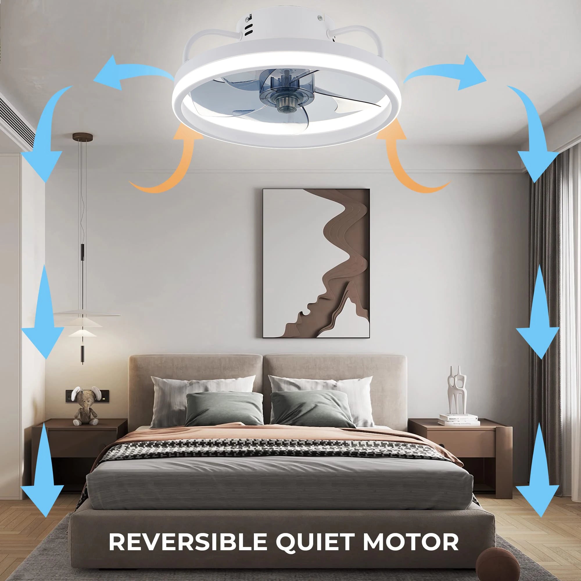 IRALAN  Ceiling Fan with Light Smart Silent Electric Fans lamp Modern 6 wind speed  Remote Control Bedroom Study Livingroom Home