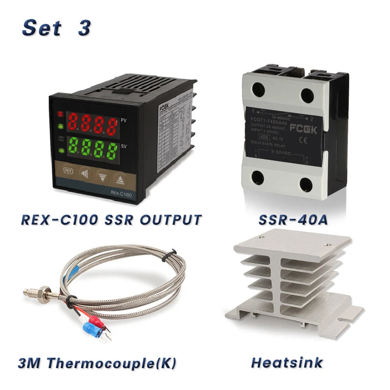 REX-C100 PID Temperature Controller 220v 400 degree Digital thermostat Output 40A SSR K Type Thermocouple