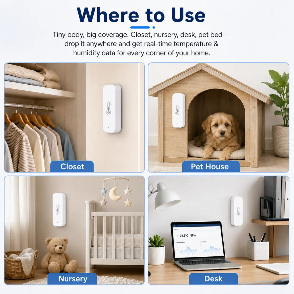 Tuya Zigbee Temperature Humidity Sensor APP Remote Control For Smart Home Work With Yandex Alexa Home Assistant ZHA Zigbee2MQTT