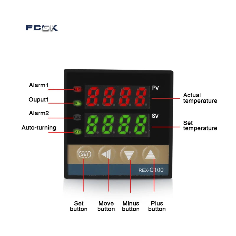 REX-C100 PID Temperature Controller 220v 400 degree Digital thermostat Output 40A SSR K Type Thermocouple