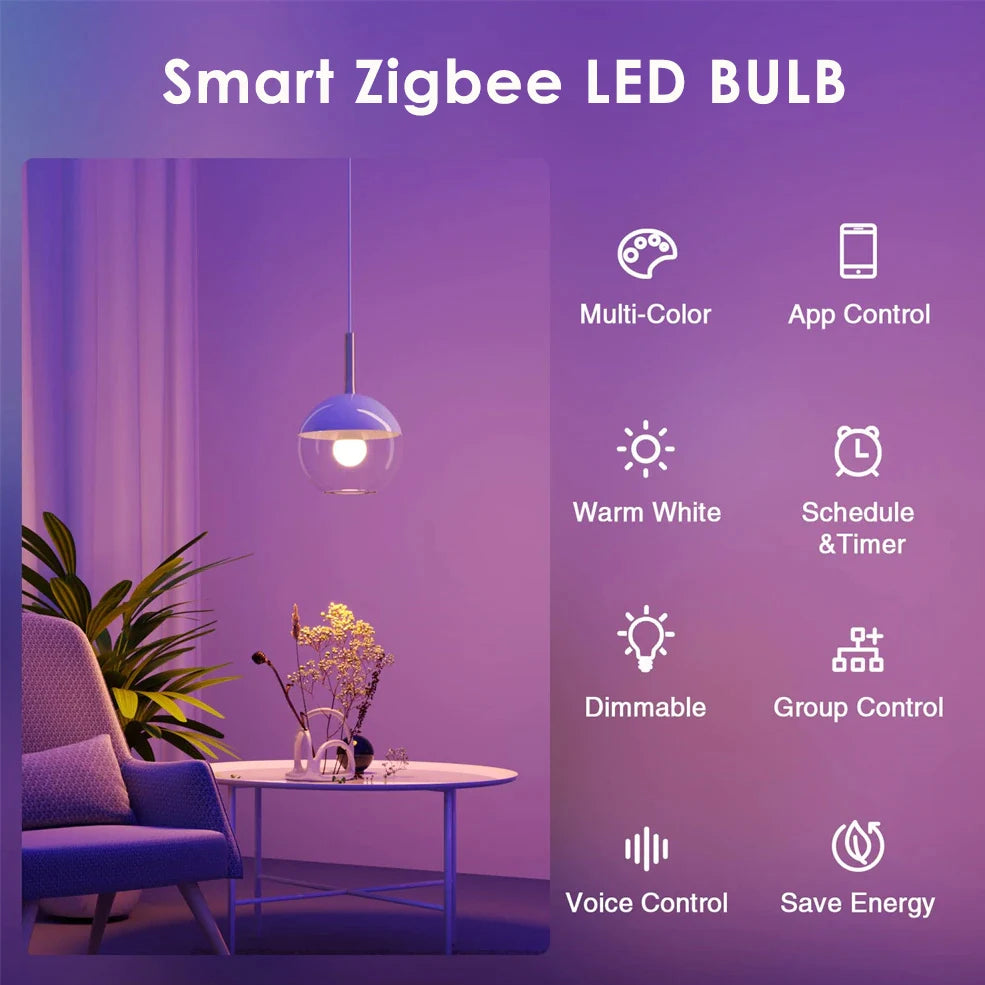 15W 18W E27 Zigbee Smart Light Bulbs RGB E27 Led Bulb AC100-240V Smart Home Zigbee Lamp Works With Alexa Google Home Smartthings