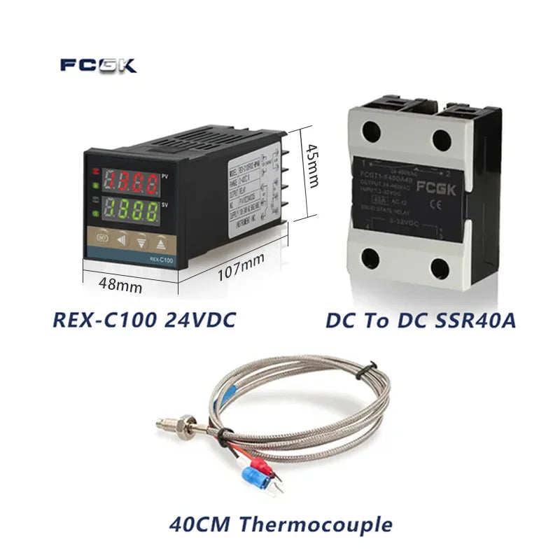 REX-C100 PID Temperature Controller 220v 400 degree Digital thermostat Output 40A SSR K Type Thermocouple