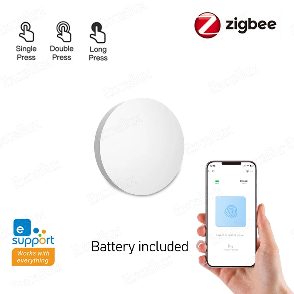 ZigBee Button Scene Switch Intelligent Linkage Smart Wireless Wall Push Button Switch Works With Zigbee2MQTT EWelink Smart Devic