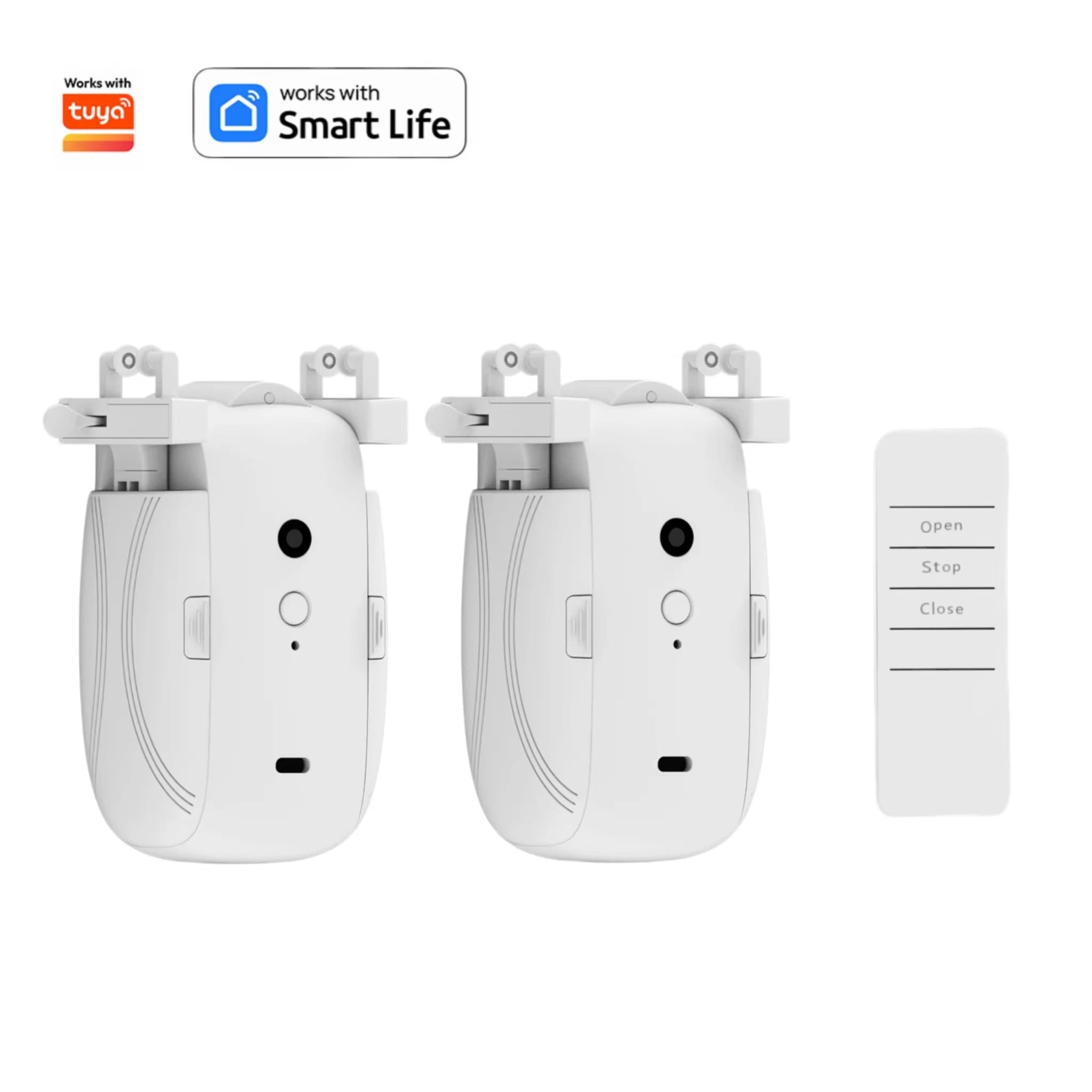 2 Pcs Electric Curtain Opener with Remote Control: Roman rod/TU-rail Motorized Curtains Quiet Operated Automatic Curtain Opener