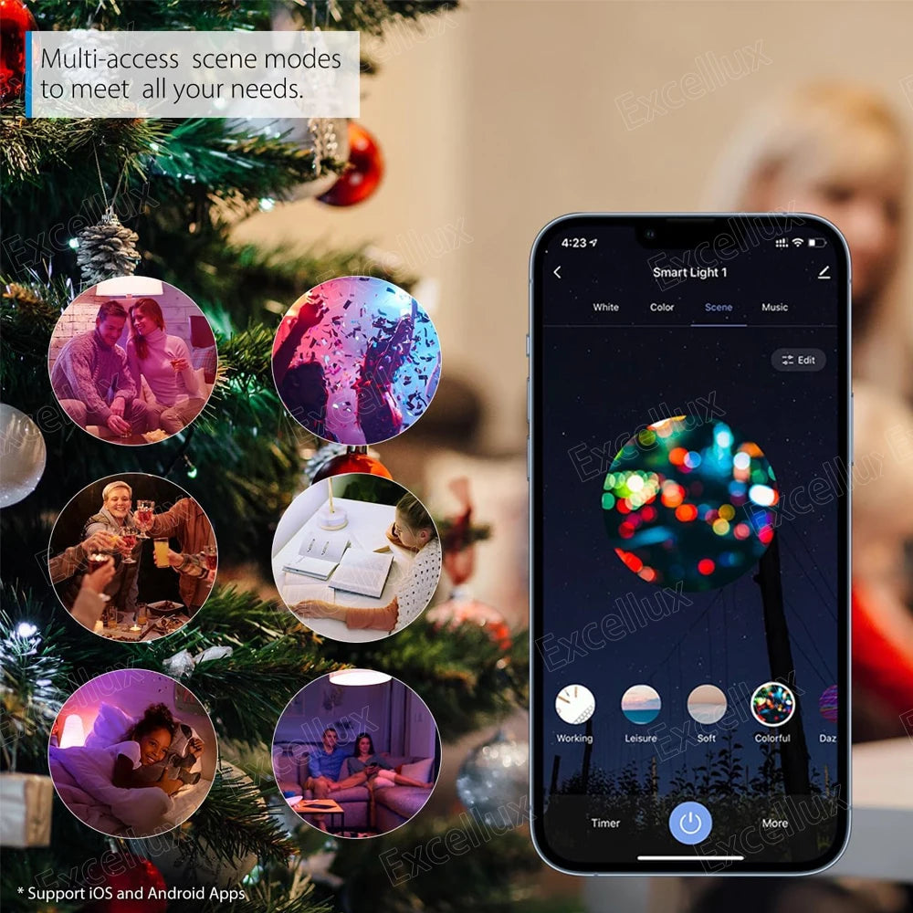 Tuya E27 Led Bulb Bluetooth WiFi Smart Led Lamp App Control 15W RGB C+W Led Light Bulbs Works With Amazon Alexa Google Assistant
