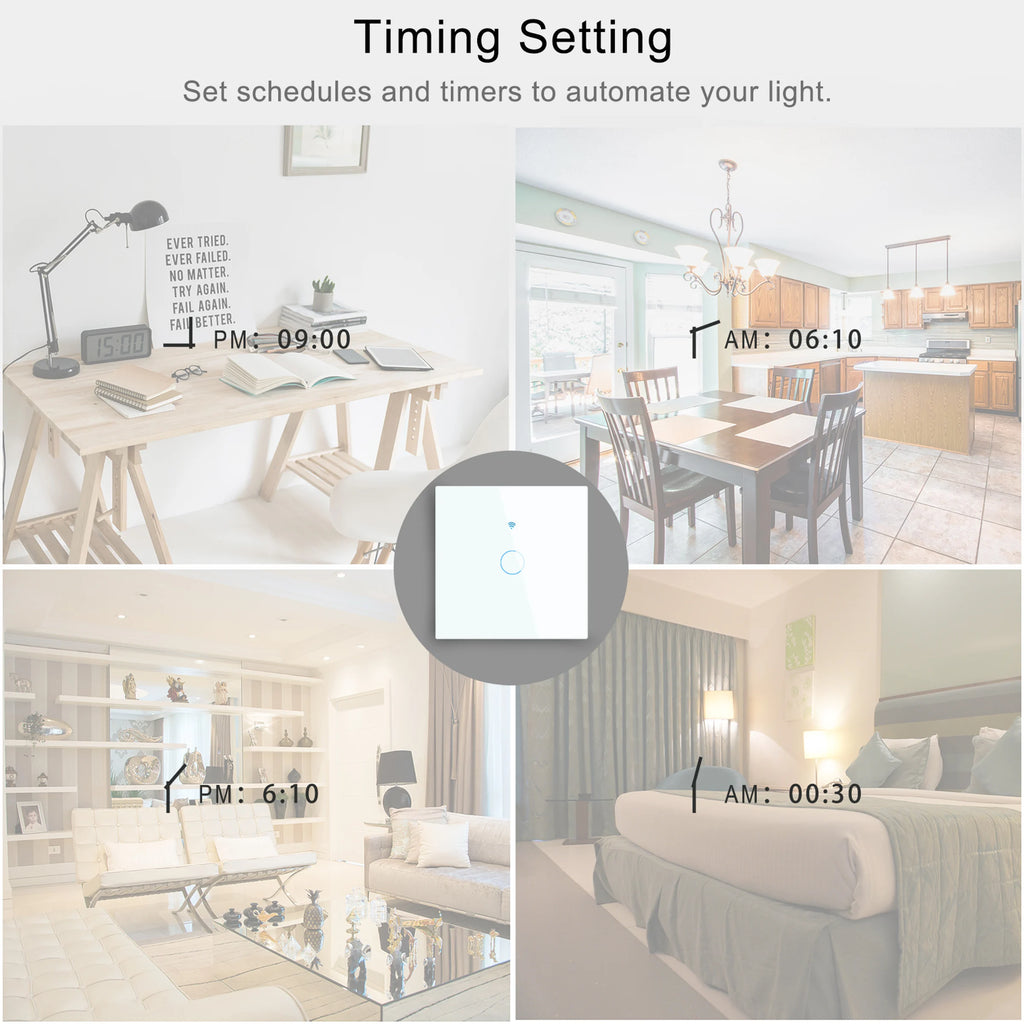 WiFi Smart Switch With Neutral Wire RF433MHz EU Touch Wall Switch 1/2/3 Gang Voice Control Google Home Work Witch SmartLife APP