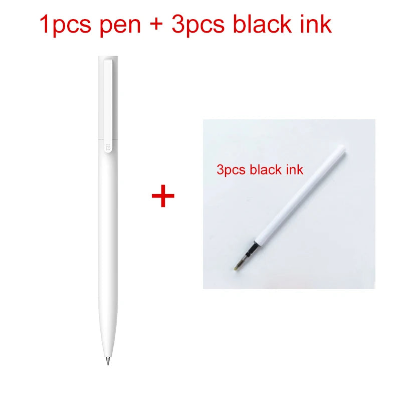 Xiaomi Gel Pen Smooth 0.5mm Writing Lightweight Grip Core Press Out Black/Blue Ink Spring Nib Signing Pen For Work Study