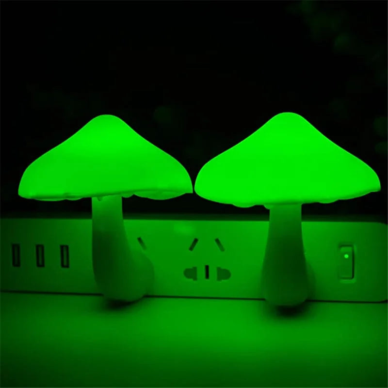 Christmas Gift LED Night Lights Mushroom Shape Automatic Sensor Bedroom Decor Wall Lamps for Kid Room Bedside Lamp US/EU Plug