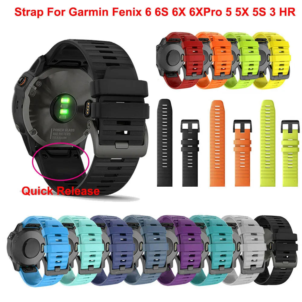 26 22 20MM Watch Band Strap For Garmin Fenix 6X 6 Pro 7X 7 7S 8 47mm 51mm E Silicone Wristband Fenix Epix Pro 5S 5 Plus Bracelet