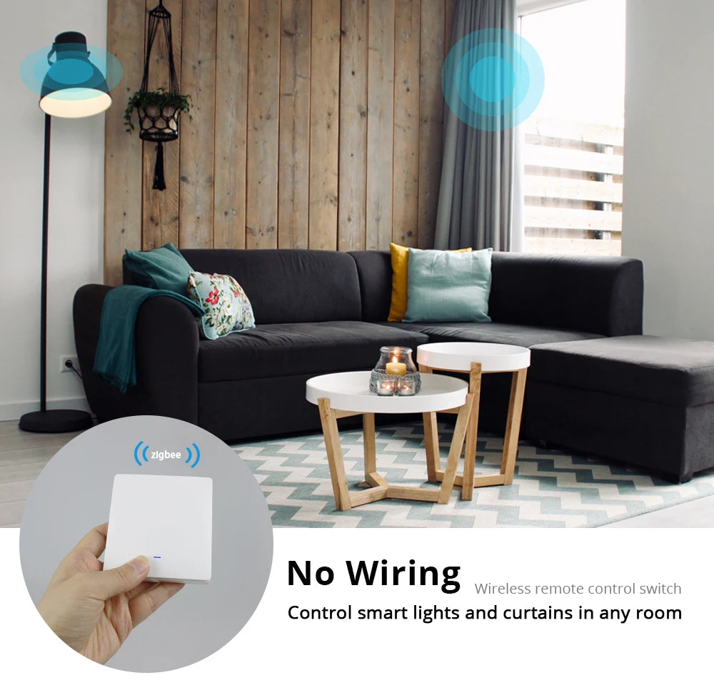Benexmart Zigbee Wireless Switch 1 2 3 4 Gangs Scene Control Smart Home Devices Works with Tuya Click On Off Scene Switch Black