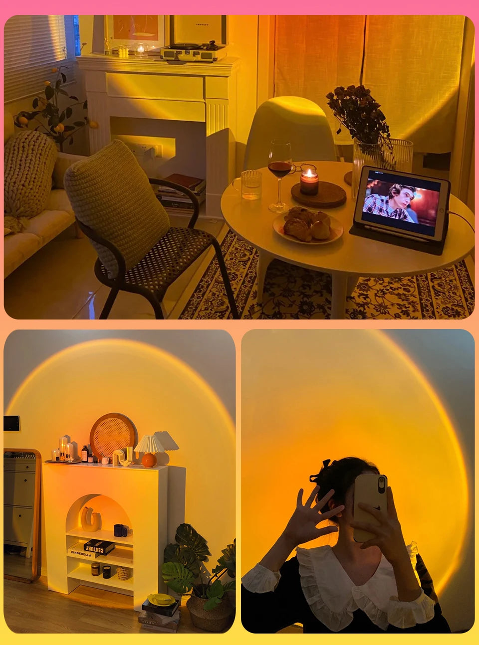 USB Sunset Lamp Sunset Projector Mood Light Living Room Bedroom Night Light Room Decor Bar Atmosphere Photography Background