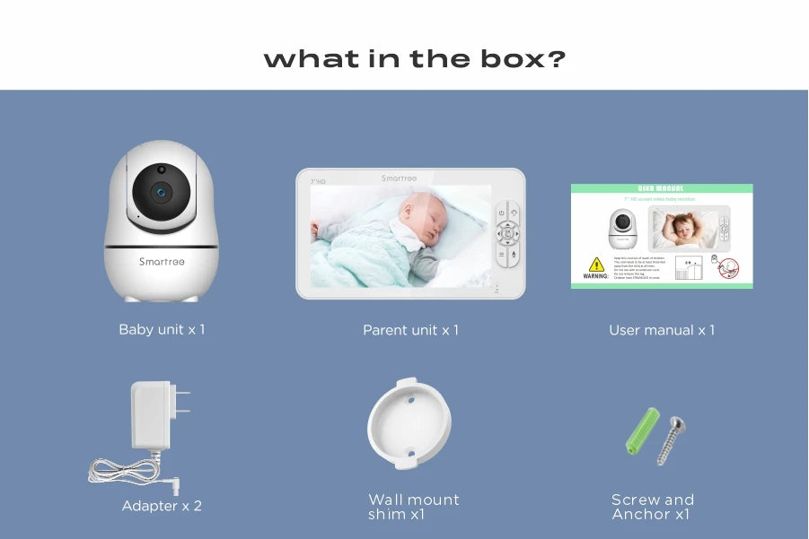 SM70 7" Video Baby Monitor, 1080P HD Display, IPS , 24Hour Battery Life, 1000ft Range, Split mode,1080p big screen with 4x zoom