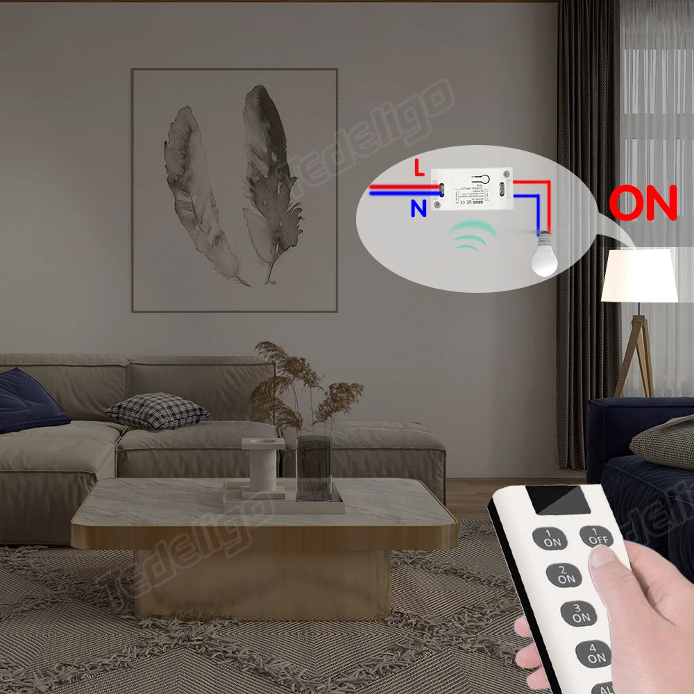 Wireless Light Switches RF 433 Mhz  Remote on Off Switch Controller Relay Ac220v 10A Smart Home Control Ceiling Lamp LED Fan