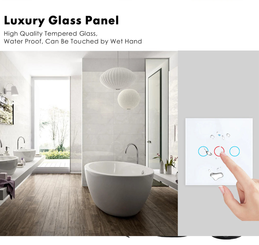 WiFi Smart Light Touch Switch Tuya Smart Life Glass Panel EU Wall Switch No Neutral Wire Smart Home For Alexa Google Home