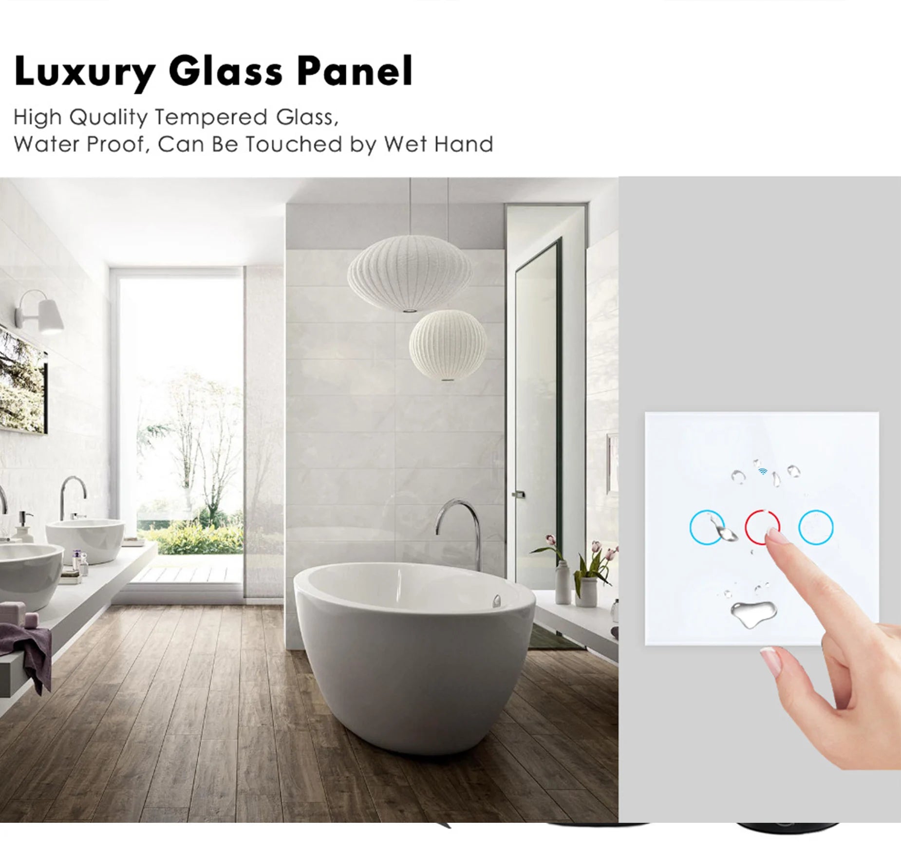 WiFi Smart Light Touch Switch Tuya Smart Life Glass Panel EU Wall Switch No Neutral Wire Smart Home For Alexa Google Home