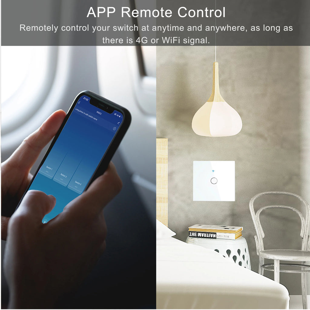 WiFi Smart Switch With Neutral Wire RF433MHz EU Touch Wall Switch 1/2/3 Gang Voice Control Google Home Work Witch SmartLife APP