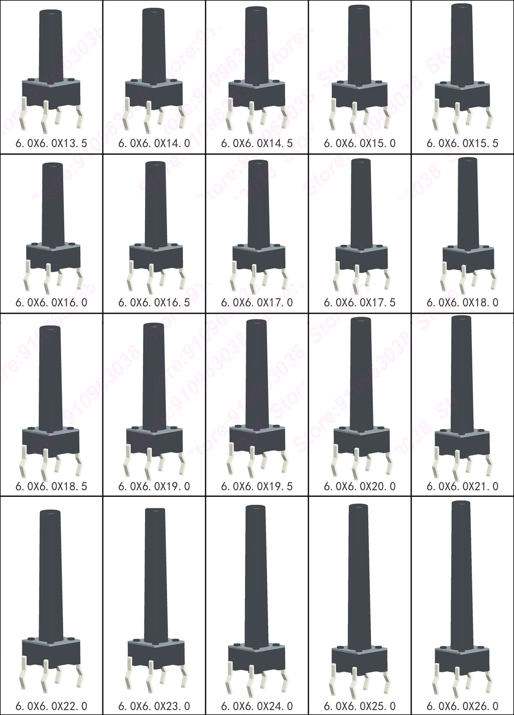 50PCS 6X6X5/4.3/5.5/6/7/8/9/10/13MM Tact Switch Push Button Switch 12V 4PIN DIP Micro Switch For TV/Toys/home use Button