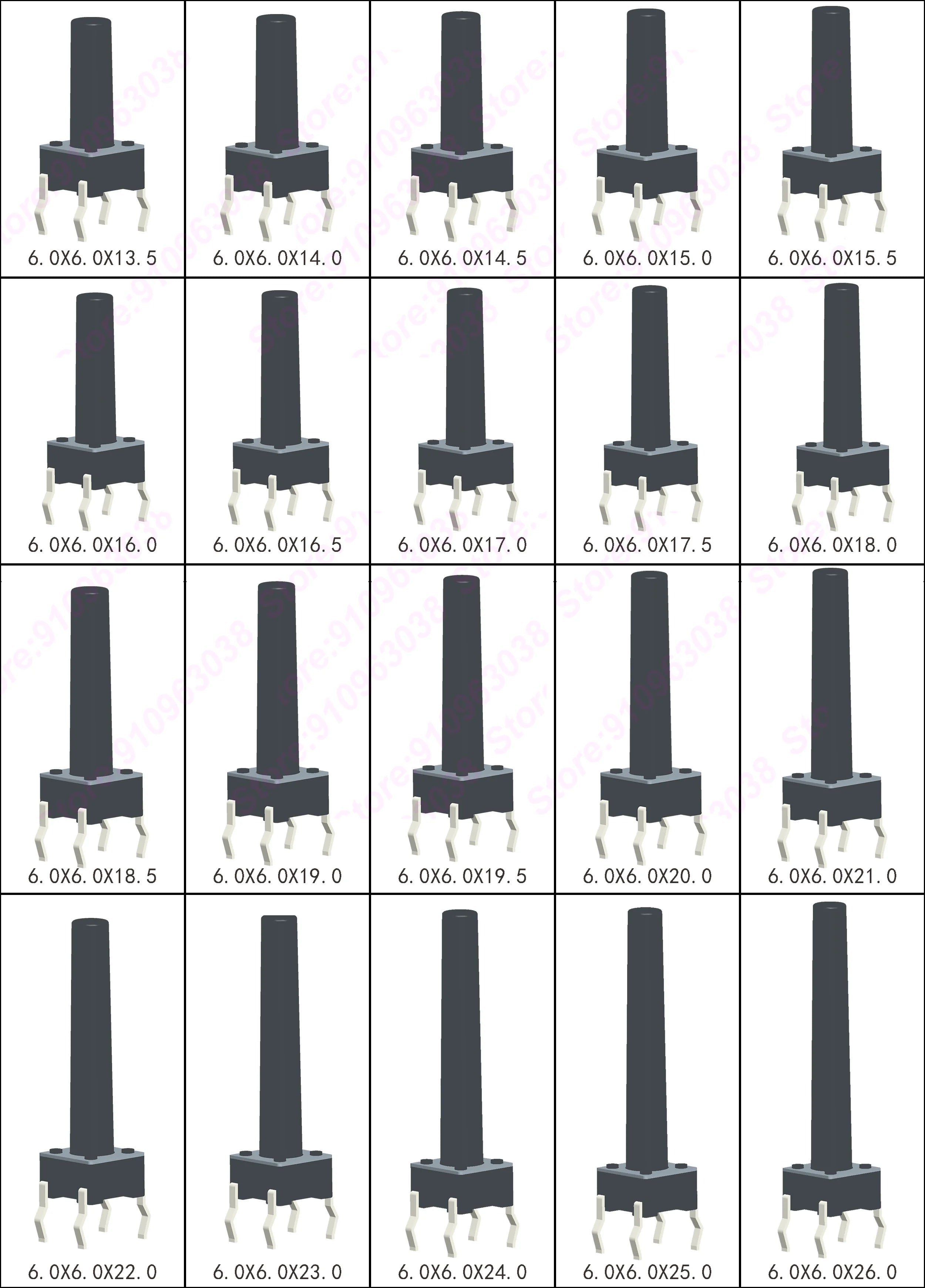 50PCS 6X6X5/4.3/5.5/6/7/8/9/10/13MM Tact Switch Push Button Switch 12V 4PIN DIP Micro Switch For TV/Toys/home use Button