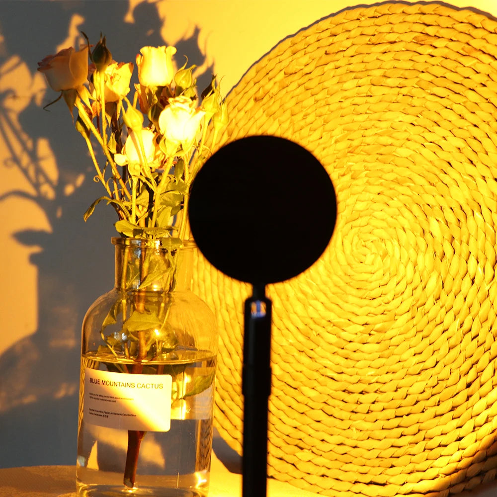 Smart Bluetooth Night Light Rainbow Sunset Projector Lamp for Home Coffe shop Background Wall Decoration Atmosphere Table Lamp