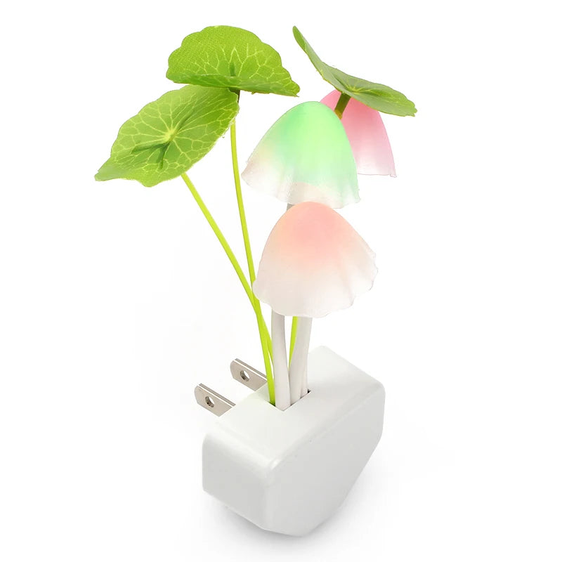 3 LED Wall Light-control Sensor Night Lights Induction Dream Fung Mushroom Lamps Home Bedroom Decorative 110V/220V EU US Plug