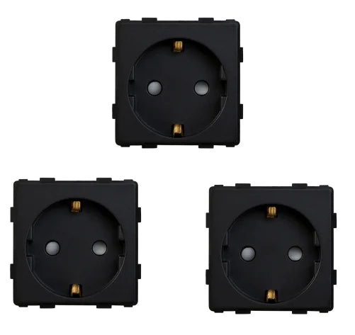 BSEED EU Standard Single Wall Socket Double Power Plugs With White Black Crystal Glass Panel Triple Outlets 16A 110V-250V