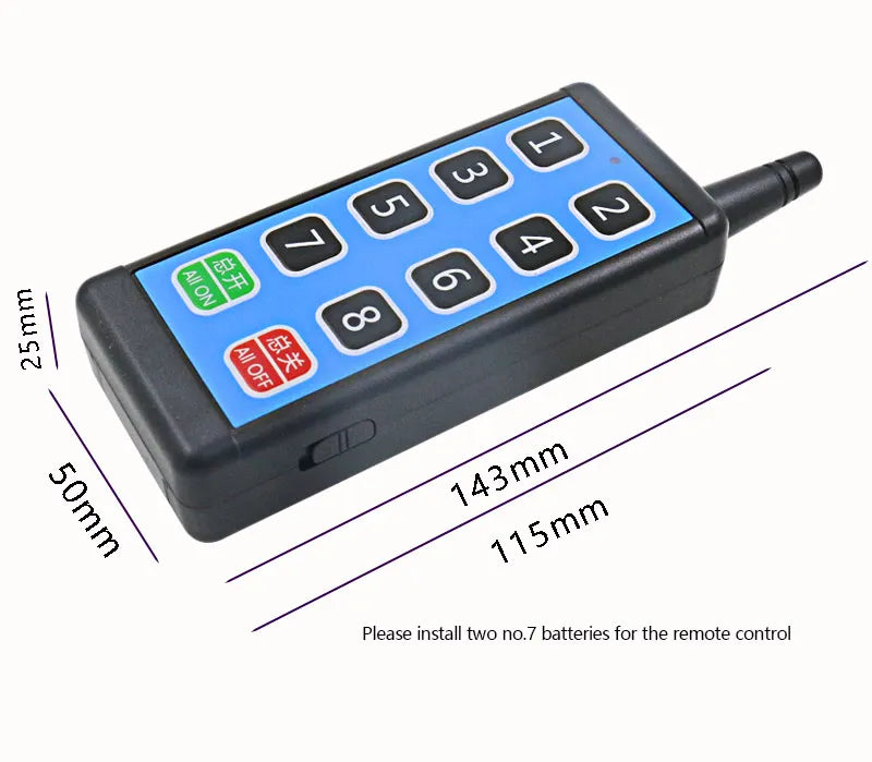 8 channel wireless rf remote control switch 12v /24v/36v/220VRemote Cont wireless remote motor control switch