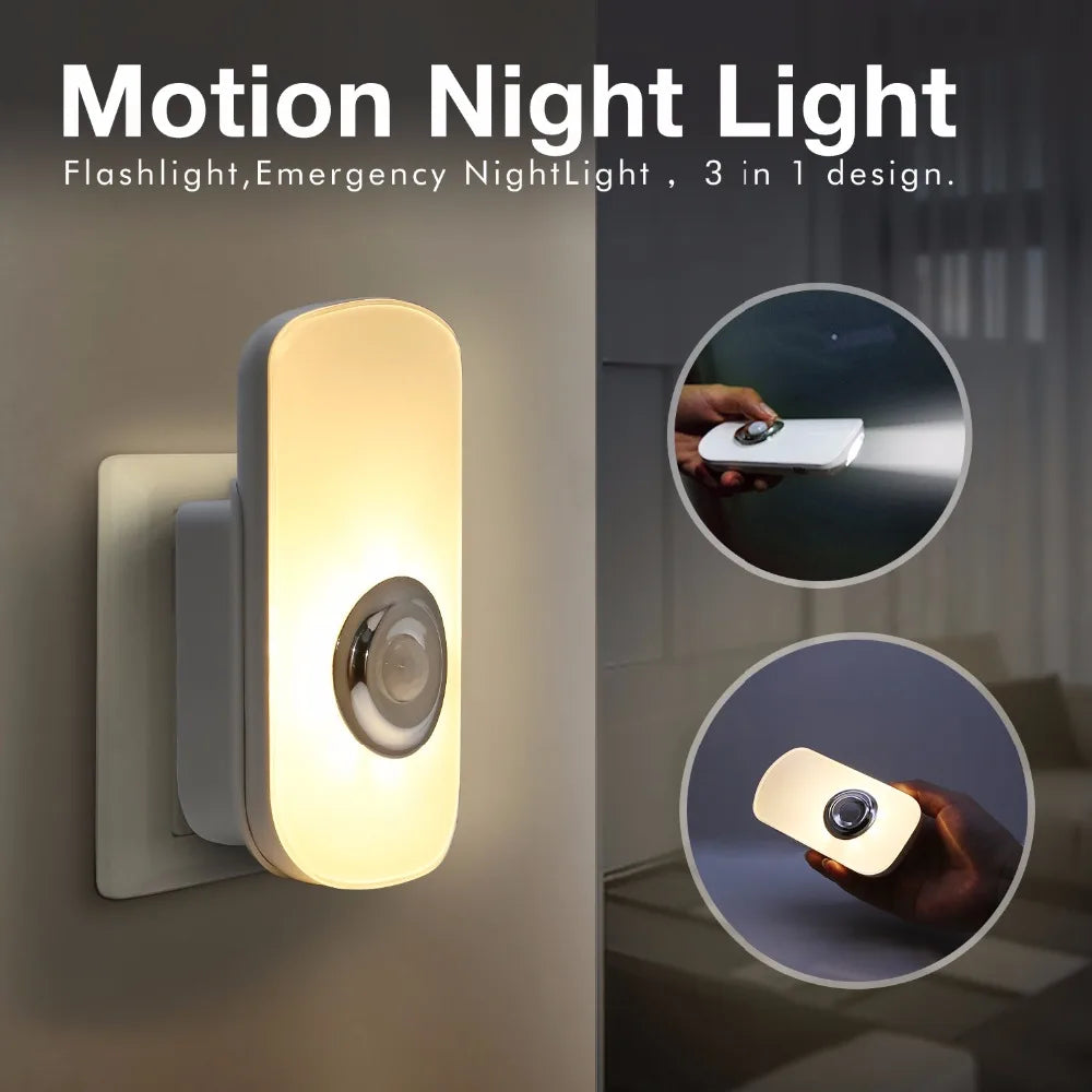 Sensky 3 In 1 EU US PLug in Smart LED Night Light With Motion Sensor Rechargeable Flashlight For Kid Baby Room Emergency