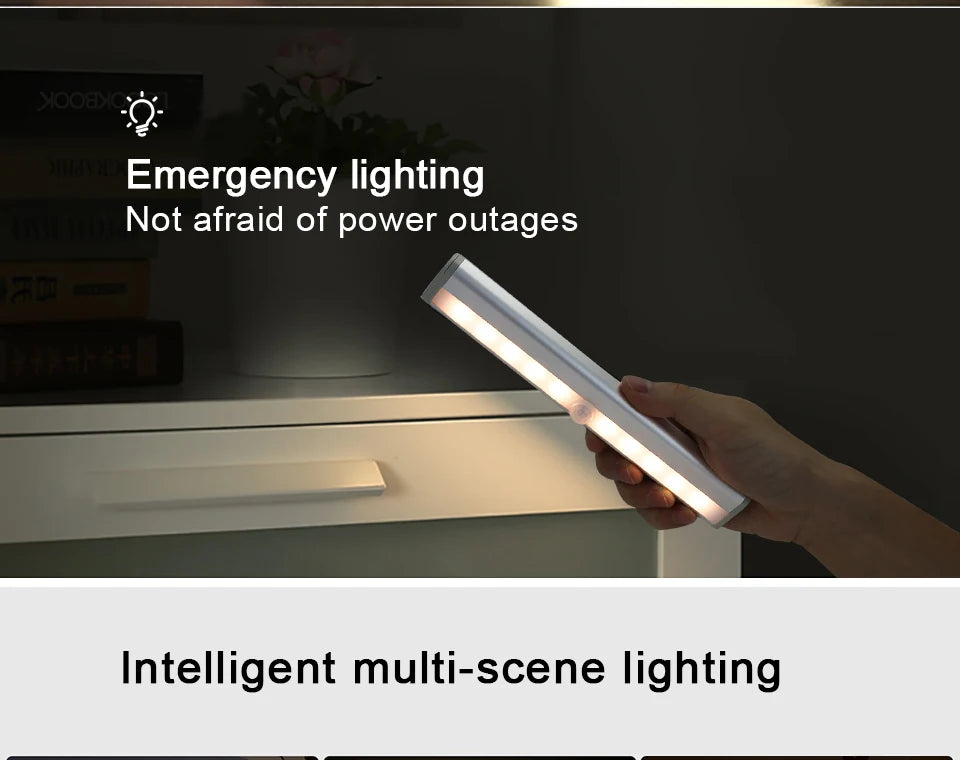 10 LEDs PIR Motion Sensor Wireless LED Night Lights LED Under Cabinet Light  For Staircase Closet Aisle Decorative Night Lamp