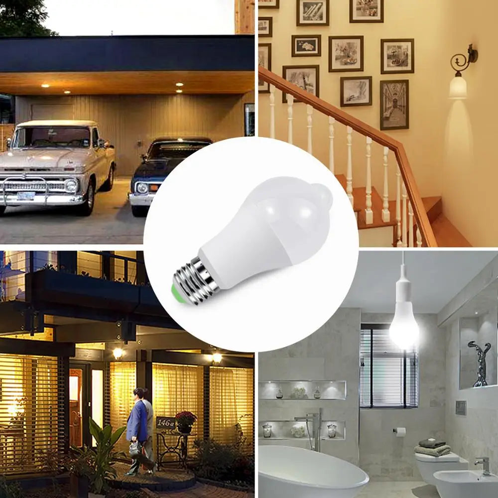 E27 12W 15W 18W 20W LED Night Light Bulb Smart PIR Motion Sensor Lamp AC110V-220V For Stair Toilet Porch Garage Balcony Bathroom