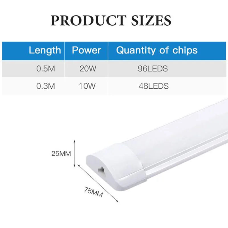 Led Tube Light 85-265v 10W 20W Led Bar Lamp 30/50CM Tube Ceiling Wall Lamps Home Indoor Lighting Fixture For Kitchen Bedroom