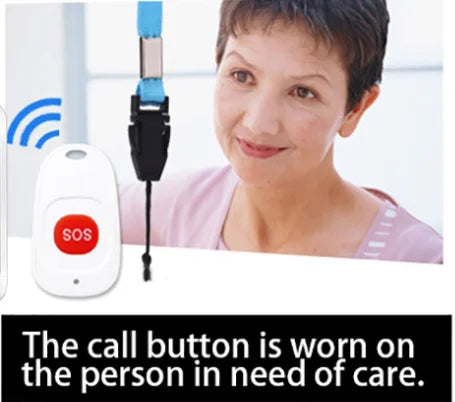 Smart Home Wireless 300M Doorbell Emergency Alarm with Remote Lanyard SOS Button for Elderly People Wireless Pager Doorbell