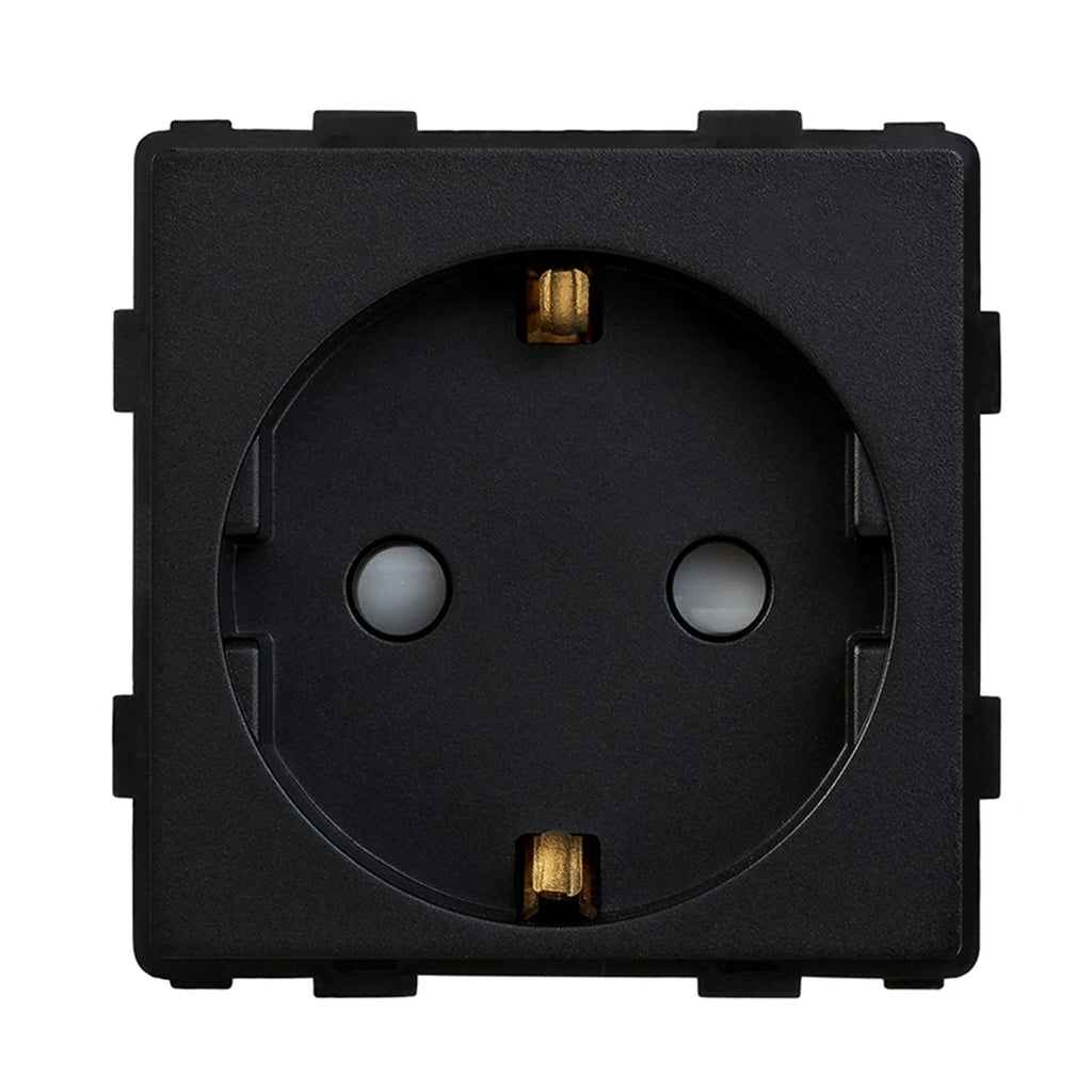 BSEED EU Standard Single Wall Socket Double Power Plugs With White Black Crystal Glass Panel Triple Outlets 16A 110V-250V