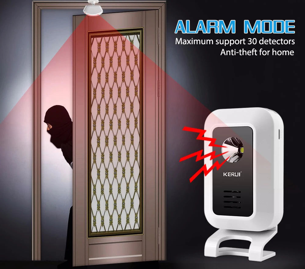KERUI Wireless Welcome Chime Bell Motion Sensor Detector Security Alarm 32 Songs Doorbell Smart Home LED Night Light Store Shop