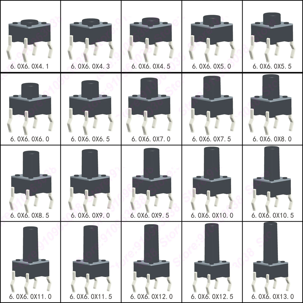 50PCS 6X6X5/4.3/5.5/6/7/8/9/10/13MM Tact Switch Push Button Switch 12V 4PIN DIP Micro Switch For TV/Toys/home use Button