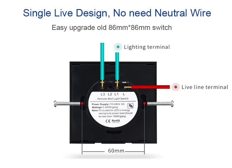 EU Touch Switch LED Crystal Glass Panel Wall Lamp Light Switch 1/2/3 Gang AC100-240V LED Sensor Switches Interruttor