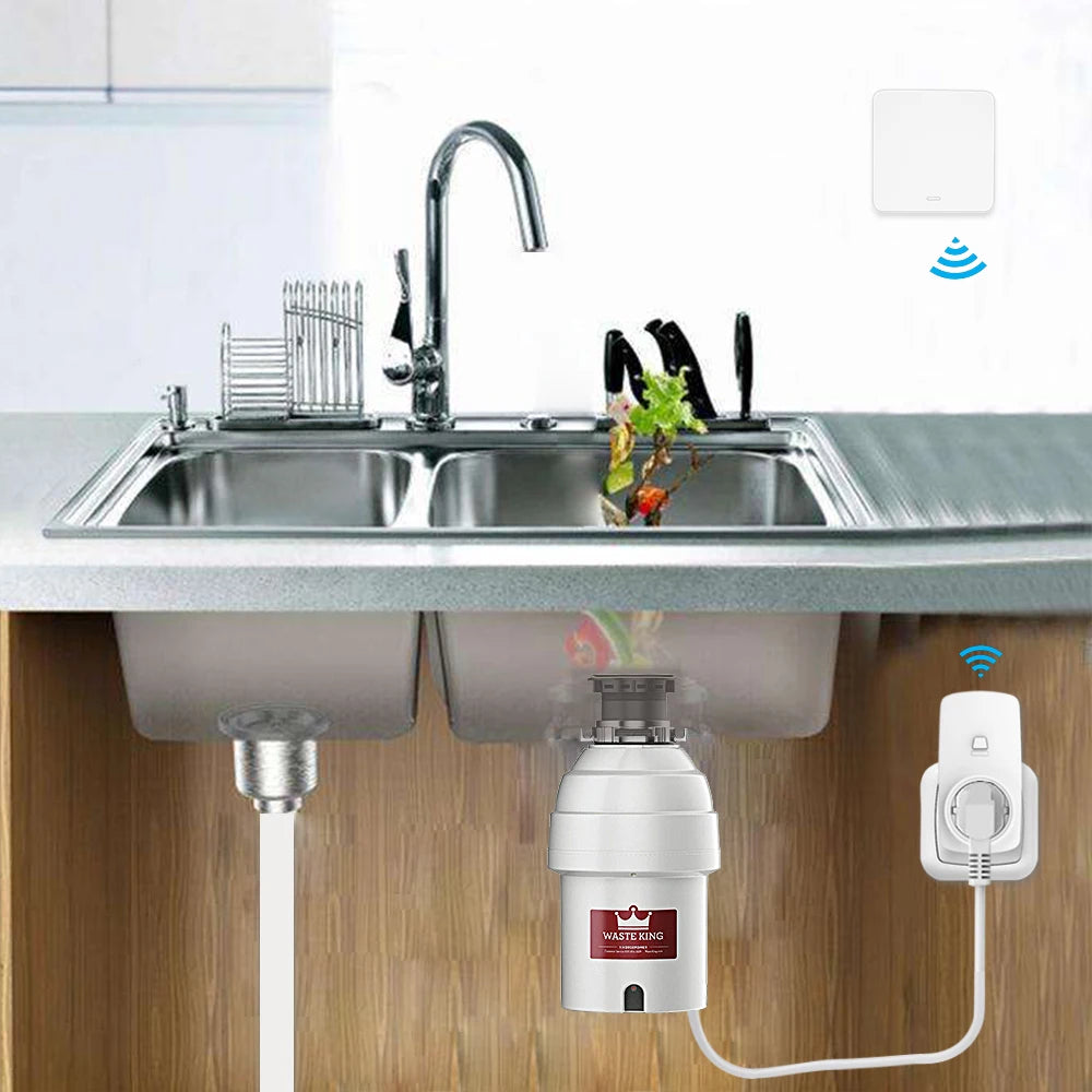 Food Waste Disposers Garbage Disposal Wireless Switch Remote Control Israel Plug 1HP No Drilling No Pipe Replace Air Switch,