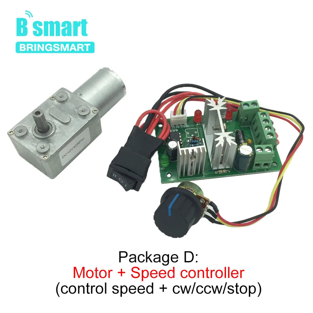Bringsmart JGY-370 Worm Gear Motor 6v High Torque 12V DC Motor Low Speed 12 Volt Reducer Micro Self-lock Electric Motor