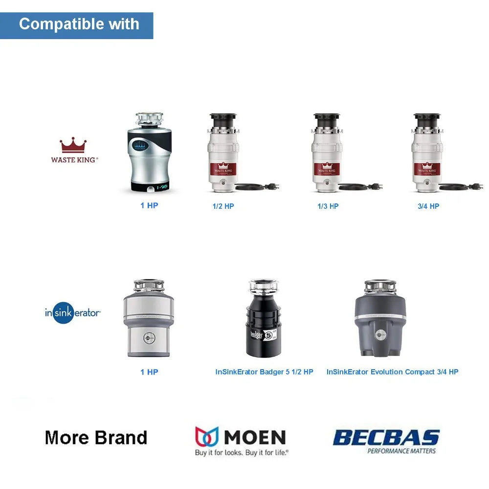 Food Waste Disposers Garbage Disposal Wireless Switch Remote Control Israel Plug 1HP No Drilling No Pipe Replace Air Switch,