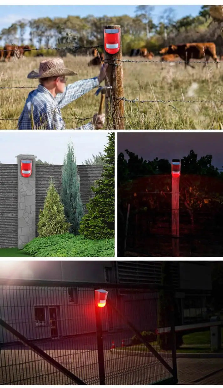 Solar Infrared Motion Sensor Alarm Motion Detector Siren Strobe With 110db Siren Strobe Light Home Garden Security Alarm System