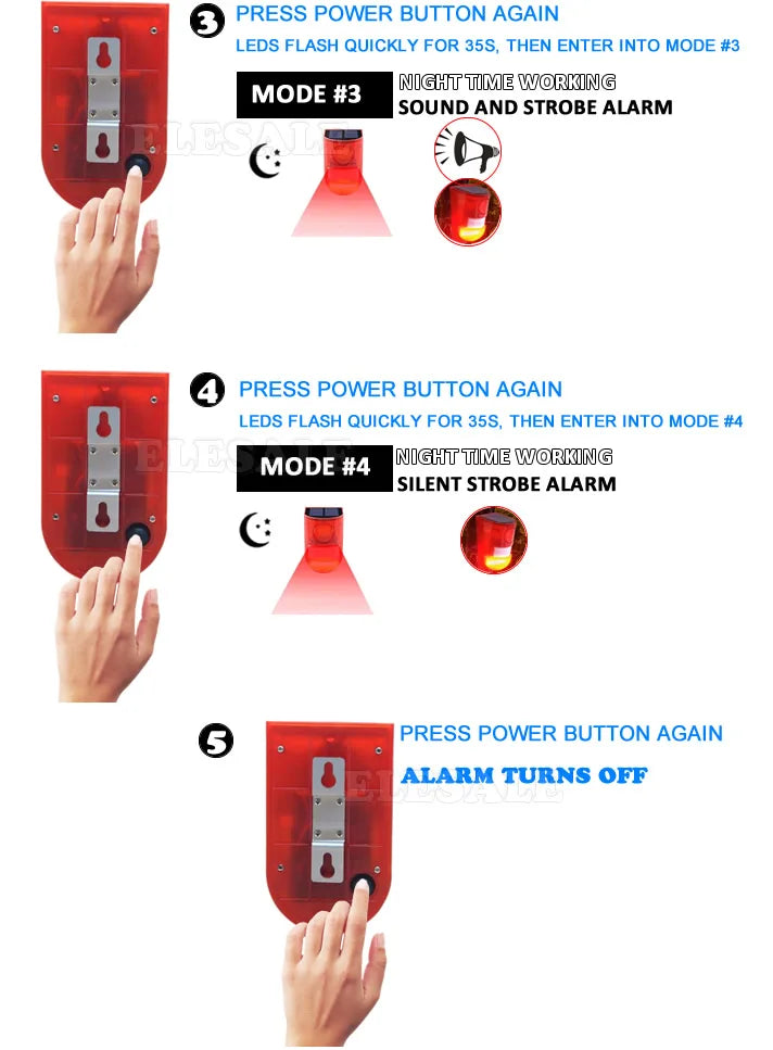 Solar Infrared Motion Sensor Alarm Motion Detector Siren Strobe With 110db Siren Strobe Light Home Garden Security Alarm System
