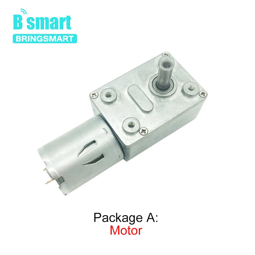Bringsmart JGY-370 Worm Gear Motor 6v High Torque 12V DC Motor Low Speed 12 Volt Reducer Micro Self-lock Electric Motor