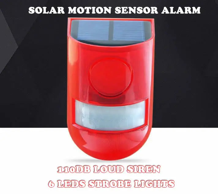 Solar Infrared Motion Sensor Alarm Motion Detector Siren Strobe With 110db Siren Strobe Light Home Garden Security Alarm System