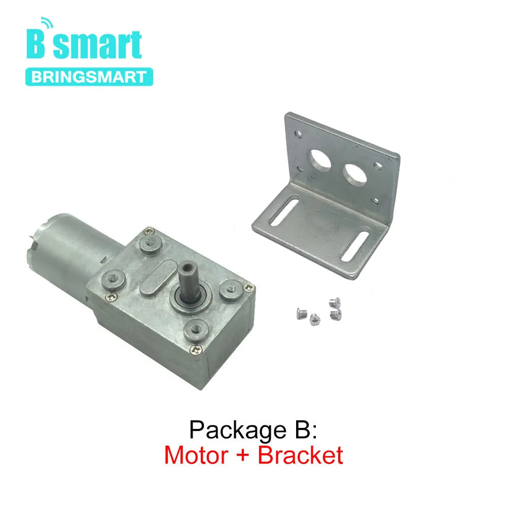 Bringsmart JGY-370 Worm Gear Motor 6v High Torque 12V DC Motor Low Speed 12 Volt Reducer Micro Self-lock Electric Motor