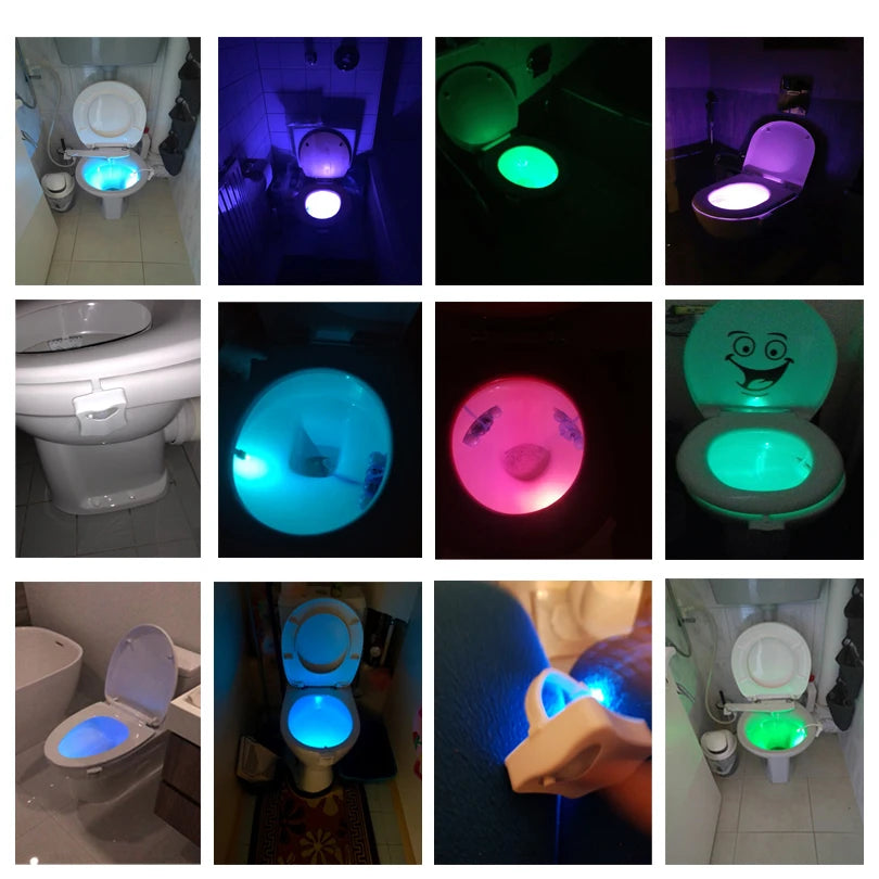 Toilet Night Light PIR Motion Sensor Toilet Lights LED Washroom Night Lamp 16 Colors Toilet Bowl Lighting For Bathroom Washroom