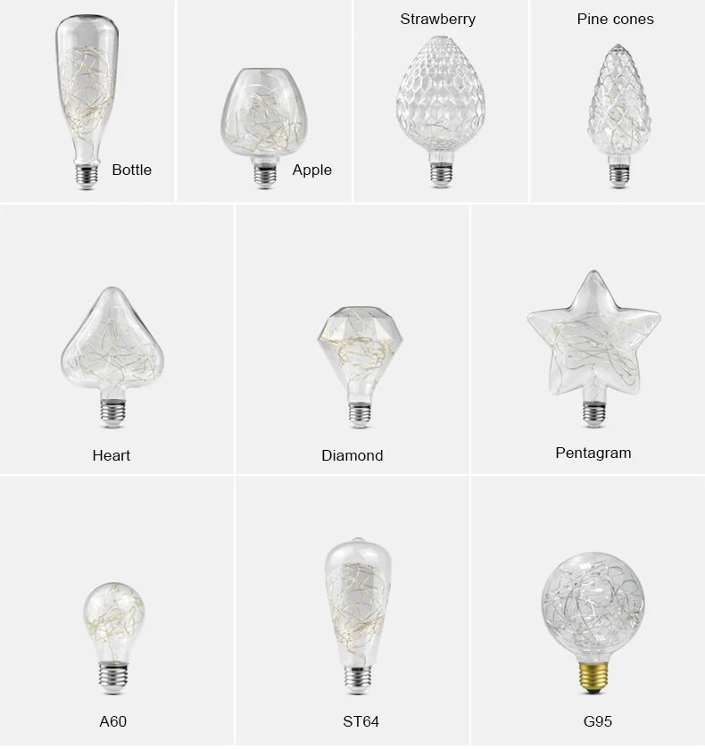 G125 G80 E27 Bulb Night Light Star Fireworks Effect table Lamp Decoration Bulb bedside Home Room Decor Light Luminaria 110V 220V