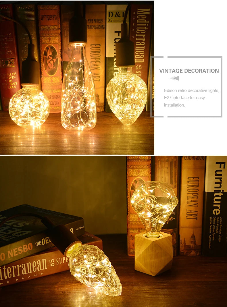 G125 G80 E27 Bulb Night Light Star Fireworks Effect table Lamp Decoration Bulb bedside Home Room Decor Light Luminaria 110V 220V