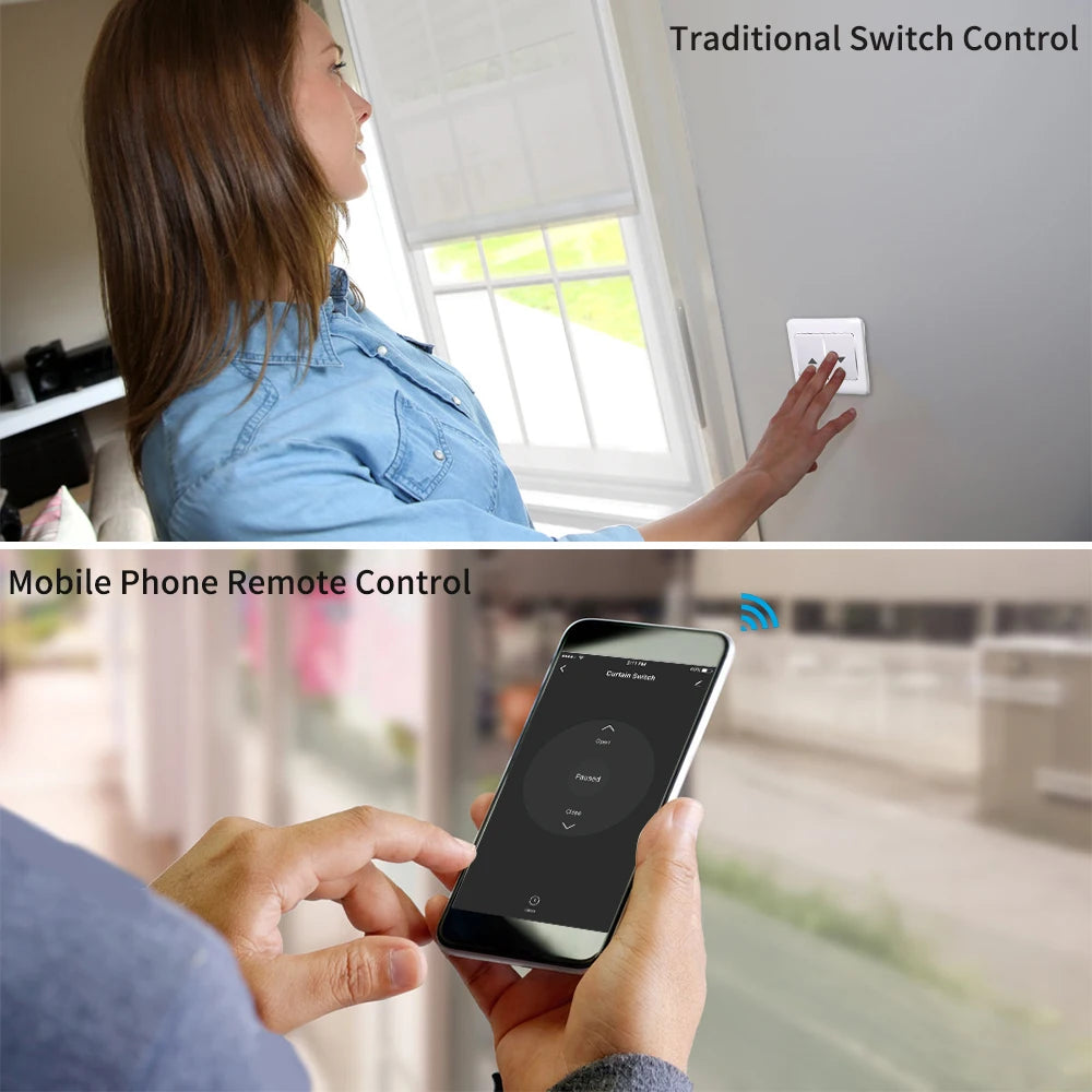 WiFi Smart Curtain Blinds Module Switch Roller Shutter Motor Tuya Wireless Remote Control Work with Alexa Google Home