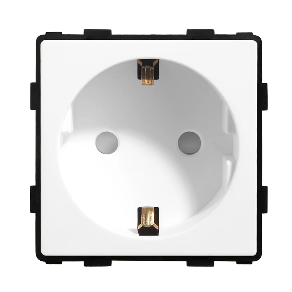 BSEED EU Standard Single Wall Socket Double Power Plugs With White Black Crystal Glass Panel Triple Outlets 16A 110V-250V